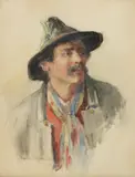 Portrait, believed to be Elmer Wachtel by Marion Wachtel, 1898, watercolor and graphite on paper, sold Aug 2019