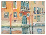 Jane Peterson, Red House, Venice, gouache on paper