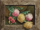 Stereoscopic flowers by Carlos Maganti Tagaroma Carvajal, 1959, oil and plaster on Masonite, offered Aug 2019