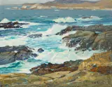 William Frederic Ritschel, At Carmel Highlands, Monterey Coast, oil on canvas