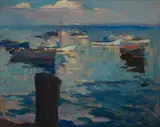 Armin Carl Hansen, Sailboats at Monterey Bay, circa 1925, oil on board