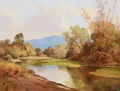 Albert Thomas Derome, Pollywog Pool, Los Gatos Creek, 1954, oil on board