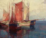 Fishing Boats by Edgar Alwin Payne, oil on canvas, sold Aug 2019