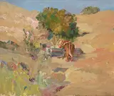 Selden Connor Gile, Cows at a trough under a buckeye