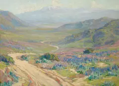Wildflowers in an extensive landscape by Benjamin Brown, oil on canvas, offered Aug 2019