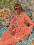 Clarence K. Hinkle, Portrait of a woman in coral