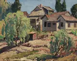 Paul Lauritz, Early Los Angeles, oil on canvas