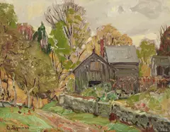 The farm house by George Gardner Symons, oil on board, sold Aug 2019