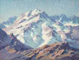 Snowcapped Mountains by Paul Grimm, oil on canvasboard, sold Aug 2019
