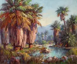 Palm Canyon by Paul Grimm, oil on Masonite, sold Aug 2019