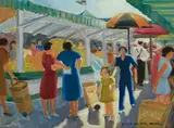 Elsie Palmer Payne, The Farmer's Market, No. 1, oil on canvasboard