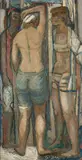 Philip Latimer Dike, Figures (Three Women by the Shore), oil on Masonite