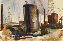 Barse Miller, Playa del Rey, 1939, watercolor on paper