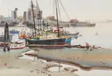 Jade Fon, Clam Digger, Oakland Estuary; Lone Fisherman (a group of two)