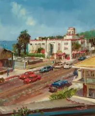 Filastro Mottola, View of Laguna Hotel from the Aegean Restaurant, oil on board