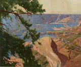 Carl Oscar Borg, Along the rim of the Grand Canyon, oil on board
