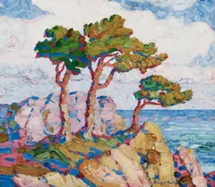 Birger Sandzén, Pines by the Sea, 1924, oil on canvas