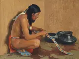 The Belt Maker by E. Irving Couse, oil on canvas, sold Aug 2019