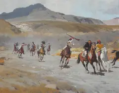 Francis Henry Beaugureau, Indians galloping, oil on canvas