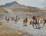 Francis Henry Beaugureau, Indians galloping, oil on canvas