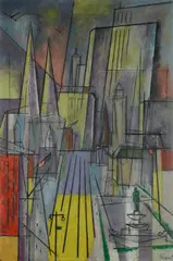 Charles Green Shaw, Fifth Avenue, 1948, oil on masonite