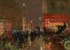 Charles Hoffbauer, Rainy Night in New York City, circa 1912, oil on canvas