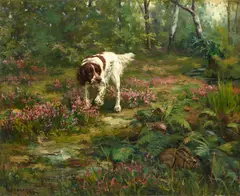 Percival Leonard Rosseau, English Setter and a Hare, 1904, oil on canvas laid down on masonite