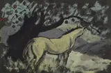 Milton Avery, Horse in a Landscape, gouache on black paper
