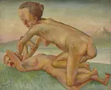 Alton Pickens, The Rivals, 1944, oil on canvas laid down on panel