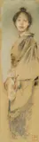 Robert Frederick Blum, Japanese Girl with Fan, pastel on paper