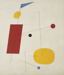 Untitled (Red, Yellow and Blue Abstract) by Charles Green Shaw, oil on canvas, sold May 2019