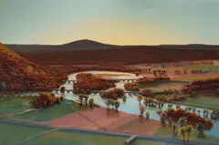 Stephen Hannock, The Oxbow, for Lane Faison with Betty and Agnes Mongan (Mass MoCA #147), 2011, polished mixed media on canvas