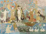 Charles Prendergast, Fantasy, circa 1916-18, tempera, gold leaf and pencil on incised gessoed panel