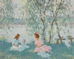 Edward Dufner, Summer Days, oil on board