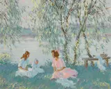 Edward Dufner, Summer Days, oil on board