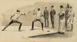 Frederic Remington, Dismounted Sabre Contest, 1891, ink, wash and pencil on paperboard