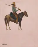 Albert Bierstadt, Figure on Horseback, circa 1859, oil on paper laid down on board