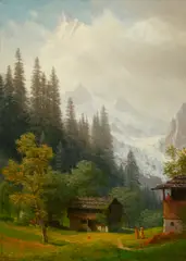 Albert Bierstadt, Alpine Scene, oil on canvas