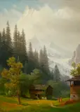 Albert Bierstadt, Alpine Scene, oil on canvas