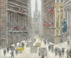 Guy A. Wiggins, Rough Weather on Wall Street, oil on canvas