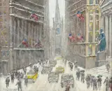 Guy A. Wiggins, Rough Weather on Wall Street, oil on canvas