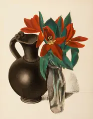 Charles Sheeler, Tulips-Suspended Forms, tempera and conté crayon on paper