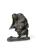 Abastenia St. Leger Eberle, Old Woman Picking Up Coal, 1908, bronze with dark brown patina