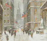 Wall Street in Winter by Guy Carleton Wiggins, oil on canvas, offered Nov 2018