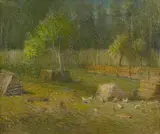 John Ferguson Weir, Chicken Yard at Branchville (Farm at Branchville), 1900-01, oil on canvas