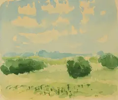 Albert York, Landscape with Clouds and Bushes, circa 1969, watercolor on paper