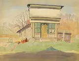 Charles E. Burchfield, Untitled (House by the Hills), 1919, gouache, watercolor and pencil on paper