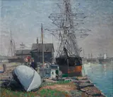 Clifford Warren Ashley, Merrill's Wharf, New Bedford, Massachusetts, circa 1918, oil on canvas