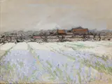 Joseph Raphael, White and Blue Hyacinths, tempera, ink, and graphite on paper affixed to board