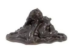Tiger Love by Arthur Putnam, bronze with dark brown patina, sold Nov 2018